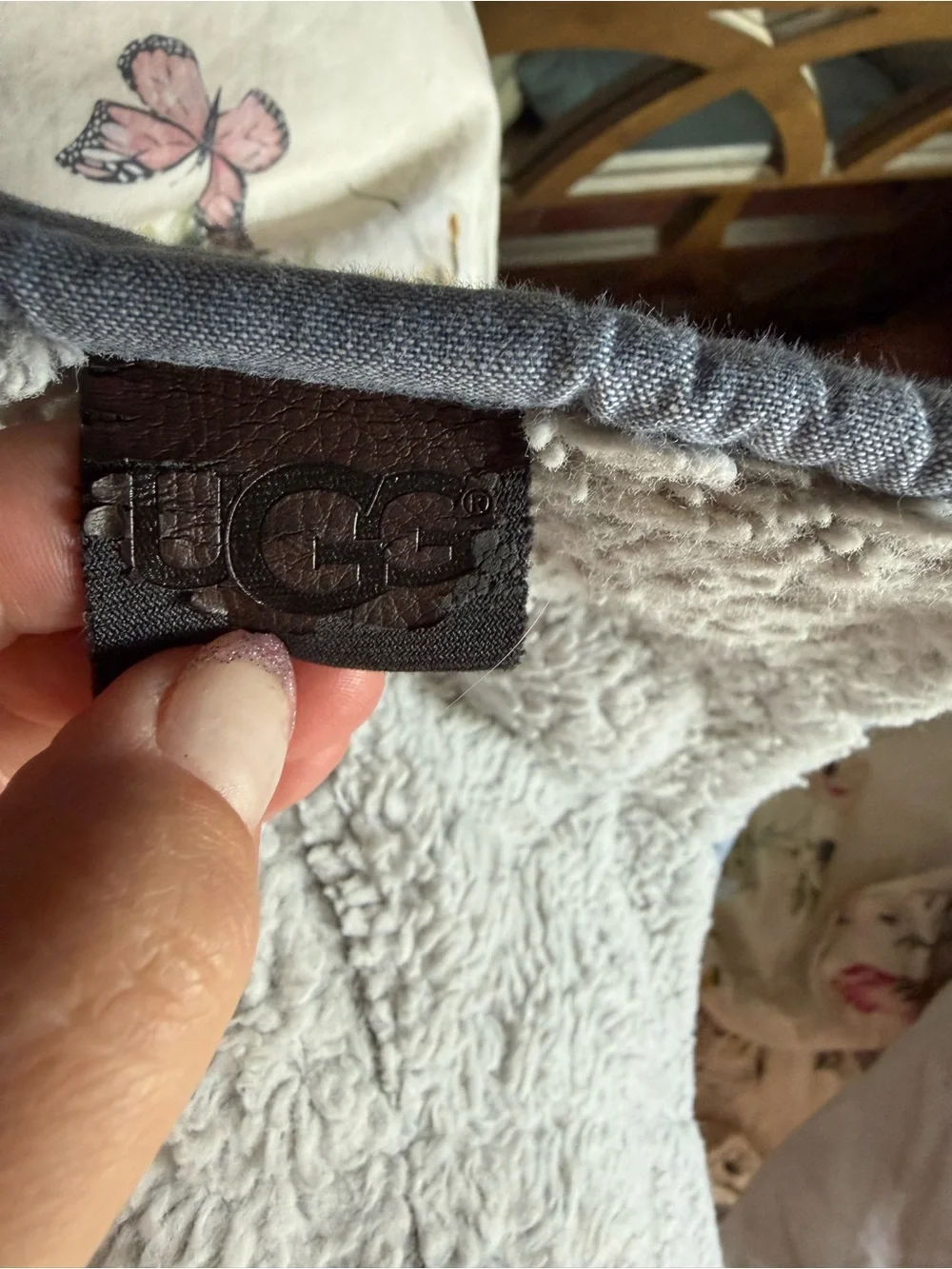 UGG Grey Quilted Sherpa Mat with Leather Logo Tag